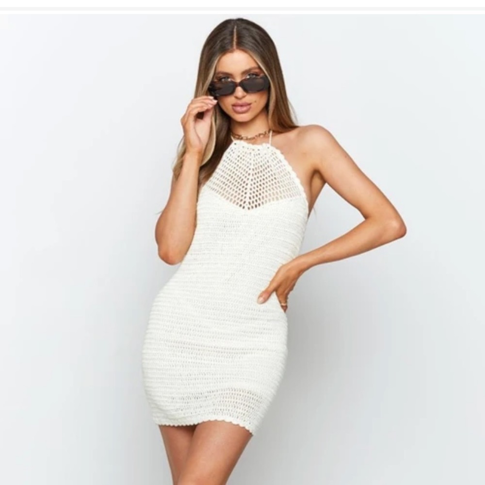 Beginning Boutique Zola crochet dress white US4